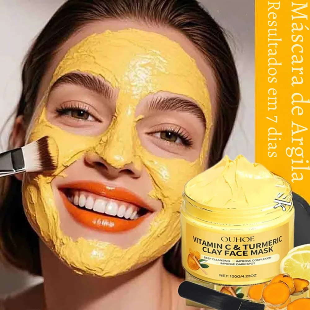 ✨ Máscara de Argila com Vitamina C e Cúrcuma – Limpeza Facial Profunda e Clareamento da Pele