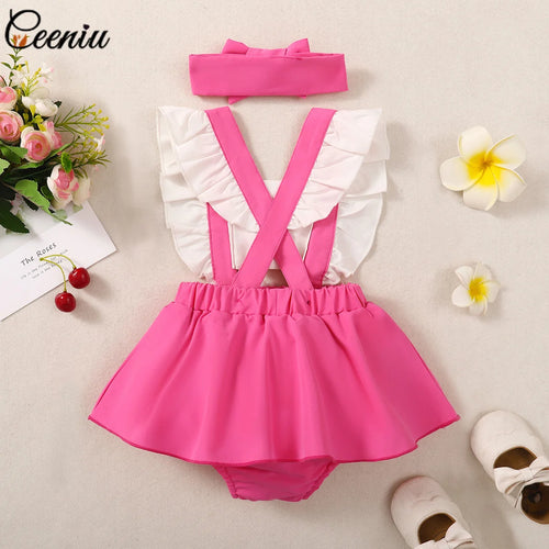 Conjunto Bebê Rosa com Saia e Babados – Look Fashion com Faixa de Cabelo